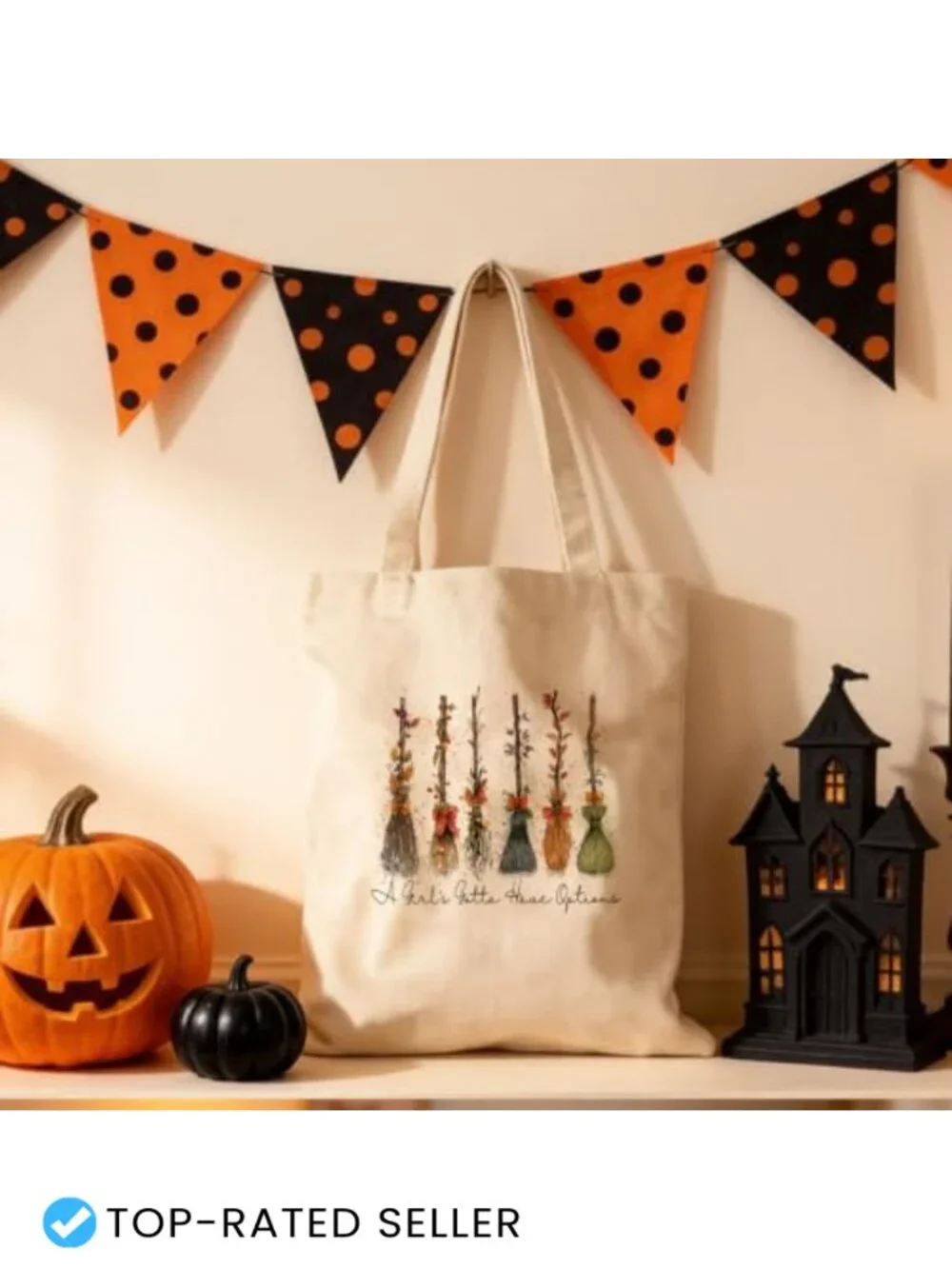 Halloween Tote Bag Women Gift Canvas Reusable Trick or Treat Hand-Carry